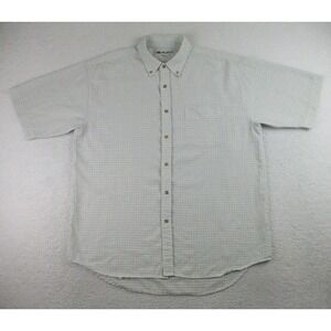 Rusty Shirt Mens Sz Large White Gray Plaid Short Sleeve Button Down Formal L